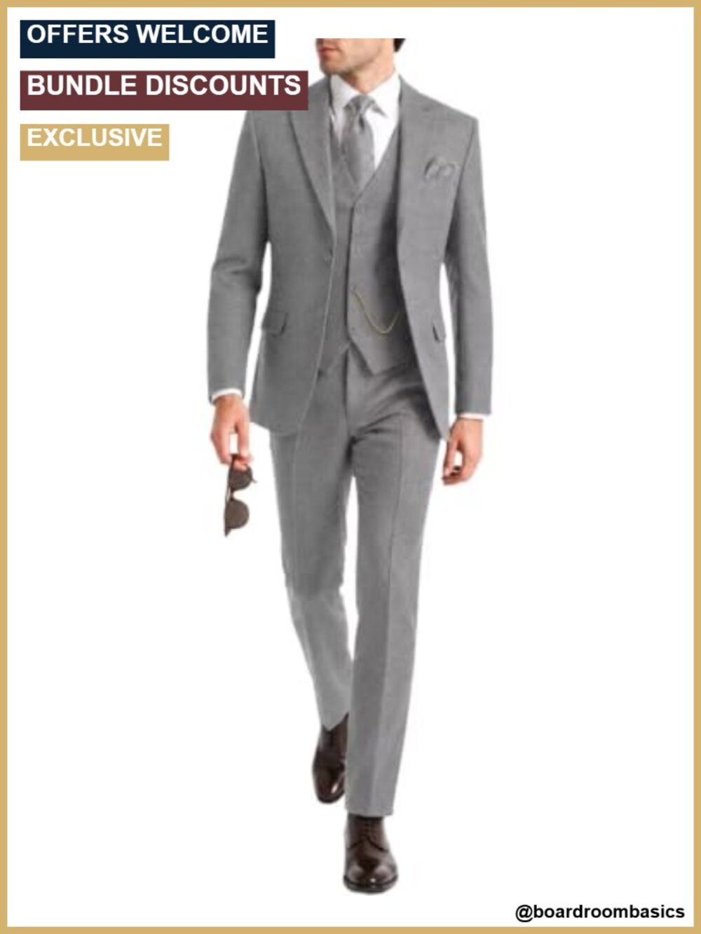Retro Tweed 3-Piece Mens Suit Set Herringbone Jacket Vest Pants Formal